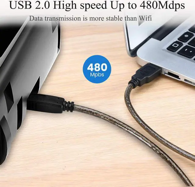 Alt view image 3 of 7 - Printer Cable, USB Printer Cable 20 Foot USB 2.0 A Male to B Male Printer Scanner Cable High Speed Shielded USB A to B Cable Compatible with HP, Brother, Lexmark, Epson, Xerox, Samsung etc