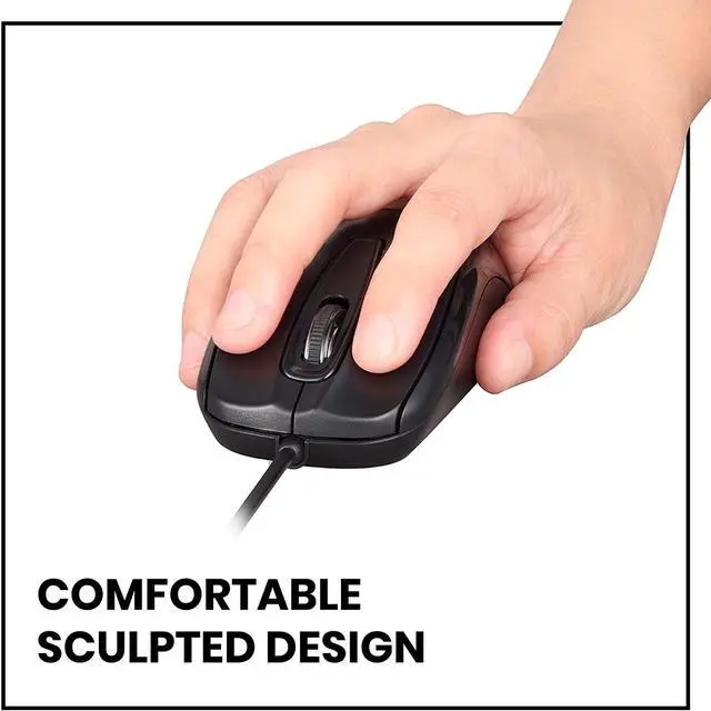 Alt view image 5 of 7 - Perixx PERIMICE-209 3 Button USB Wired Mouse - Optical - 1000 DPI - 5.9 Ft Cable - Black