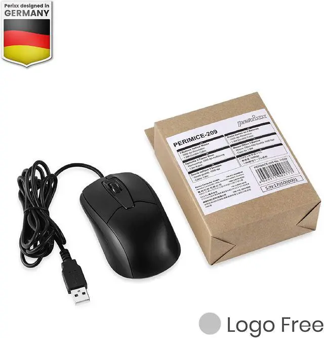 Alt view image 7 of 7 - Perixx PERIMICE-209 3 Button USB Wired Mouse - Optical - 1000 DPI - 5.9 Ft Cable - Black