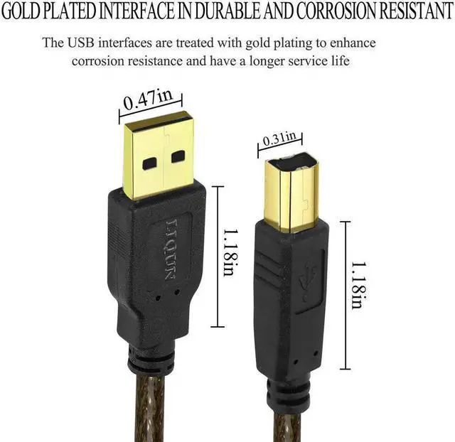 Alt view image 7 of 7 - Printer Cable, USB Printer Cable 20 Foot USB 2.0 A Male to B Male Printer Scanner Cable High Speed Shielded USB A to B Cable Compatible with HP, Brother, Lexmark, Epson, Xerox, Samsung etc