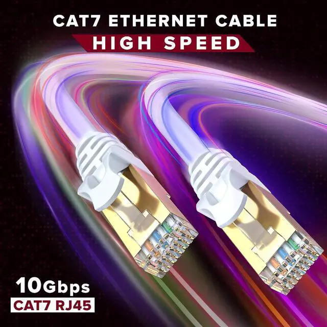 Alt view image 6 of 7 - Cat 7 Ethernet Cable 10 ft - High-Speed Internet & Network LAN Patch Cable, RJ45 Connectors - 10ft / White - Perfect for Gaming, Streaming, and More