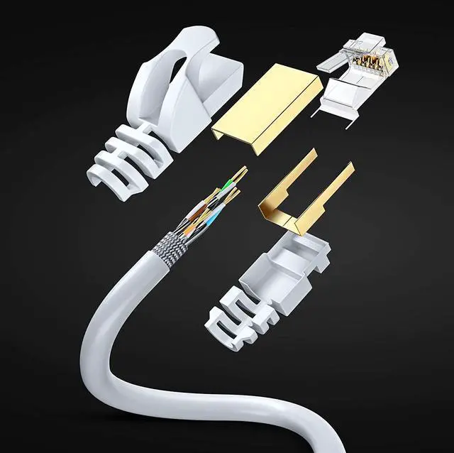 Alt view image 2 of 7 - Cat 7 Ethernet Cable 10 ft - High-Speed Internet & Network LAN Patch Cable, RJ45 Connectors - 10ft / White - Perfect for Gaming, Streaming, and More