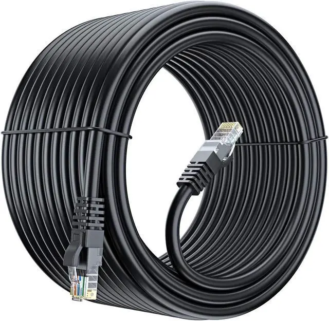Main image of Maximm Cat 6 Ethernet Cable, 100 Ft, Black, Round LAN Patch Cable, RJ45