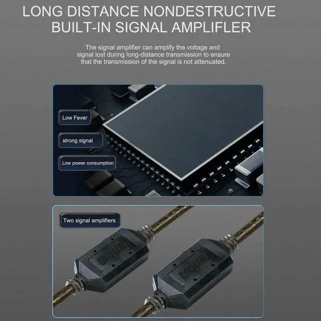 Alt view image 6 of 7 - Long Printer USB Cable USB Printer Cable 50 Feet USB 2.0 Type A Male to B Male Printer Scanner Cord, high-Speed Built-in chip Enhanced Signal Transmission for Printer/Scanner