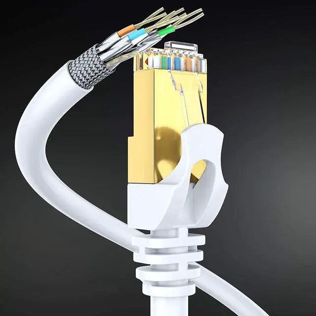 Alt view image 4 of 7 - Cat 7 Ethernet Cable 10 ft - High-Speed Internet & Network LAN Patch Cable, RJ45 Connectors - 10ft / White - Perfect for Gaming, Streaming, and More