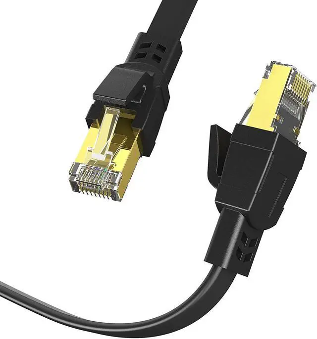 Main image of Cat8 Ethernet Cable 100 ft High Speed Outdoor Indoor&In Wall Lan Internet Flat Cable Weatherproof & UV Resistant 40Gbps 2000Mhz Solid Cat 8 Heavy Duty Network cable for Router/Gaming/Modem/PS4/Xbox