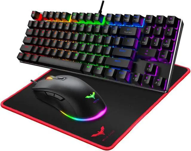Main image of Havit Mechanical Keyboard and Mouse Combo Wired 89 Keys Backlit Gaming Keyboard Red Switch, 4800 DPI Mouse with 6 Button, Gaming Mouse Pad for PC Gamer Computer Laptop