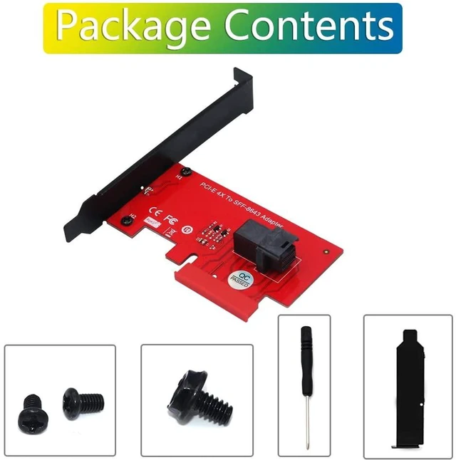 Alt view image 6 of 7 - PCI Express 4.0 x4 Host Adapter Card SFF-8639 NVMe SSD PCIe Adapter SFF-8643 Mini-SAS HD 36Pin Connector for U.2 (SFF-8639) PCIe-NVMe SSD - Support Intel 750 2.5-inch U.2 SFF SSD