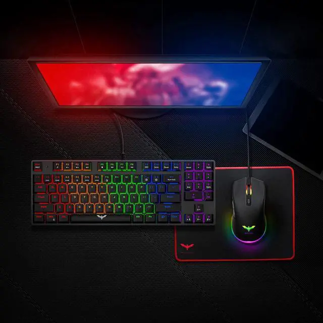 Alt view image 7 of 7 - Havit Mechanical Keyboard and Mouse Combo Wired 89 Keys Backlit Gaming Keyboard Red Switch, 4800 DPI Mouse with 6 Button, Gaming Mouse Pad for PC Gamer Computer Laptop