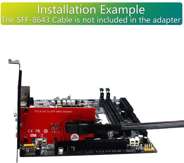 Alt view image 5 of 7 - PCI Express 4.0 x4 Host Adapter Card SFF-8639 NVMe SSD PCIe Adapter SFF-8643 Mini-SAS HD 36Pin Connector for U.2 (SFF-8639) PCIe-NVMe SSD - Support Intel 750 2.5-inch U.2 SFF SSD