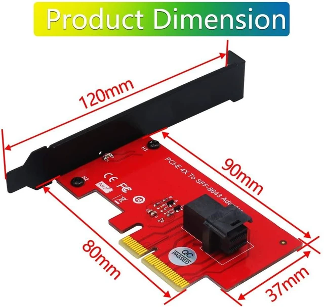 Alt view image 2 of 7 - PCI Express 4.0 x4 Host Adapter Card SFF-8639 NVMe SSD PCIe Adapter SFF-8643 Mini-SAS HD 36Pin Connector for U.2 (SFF-8639) PCIe-NVMe SSD - Support Intel 750 2.5-inch U.2 SFF SSD