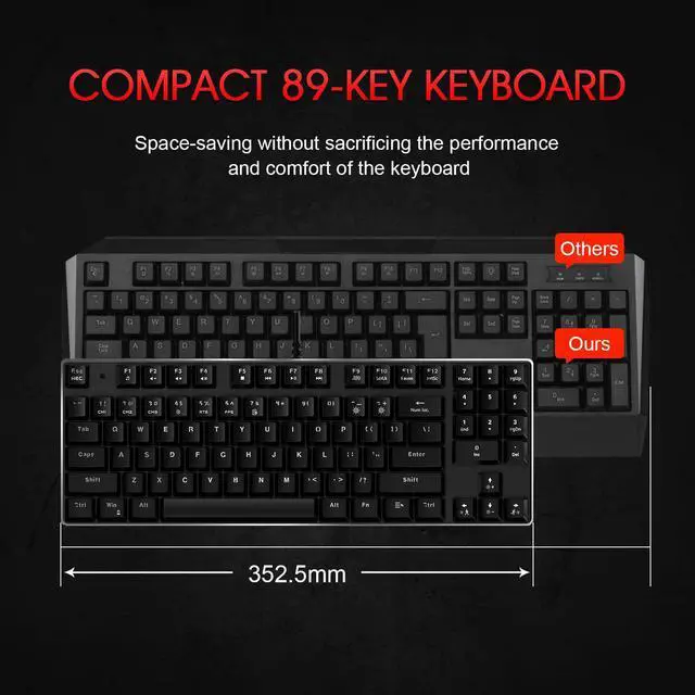 Alt view image 3 of 7 - Havit Mechanical Keyboard and Mouse Combo Wired 89 Keys Backlit Gaming Keyboard Red Switch, 4800 DPI Mouse with 6 Button, Gaming Mouse Pad for PC Gamer Computer Laptop