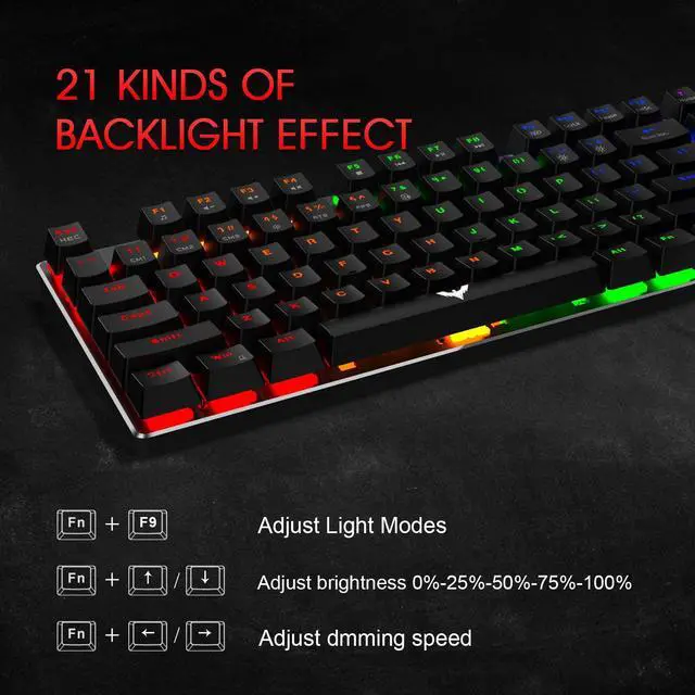 Alt view image 5 of 7 - Havit Mechanical Keyboard and Mouse Combo Wired 89 Keys Backlit Gaming Keyboard Red Switch, 4800 DPI Mouse with 6 Button, Gaming Mouse Pad for PC Gamer Computer Laptop