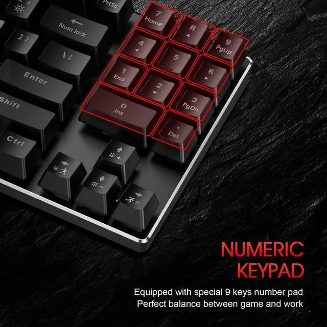 Alt view image 2 of 7 - Havit Mechanical Keyboard and Mouse Combo Wired 89 Keys Backlit Gaming Keyboard Red Switch, 4800 DPI Mouse with 6 Button, Gaming Mouse Pad for PC Gamer Computer Laptop