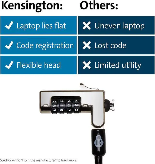 Alt view image 7 of 7 - Kensington Slim NanoSaver Combination Laptop Lock (Resettable) (K60603WW)