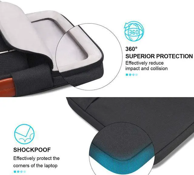 Alt view image 3 of 7 - Lacdo 15.6 Inch Laptop Sleeve Bag Case for 15.6" MSI GF65, HP 15-dy1731ms/Envy, Asus FX505/Vivobook 15, Acer Aspire 5 3 7/Chromebook 315, Lenovo Thinkpad, Dell Inspiron 15 Computer Notebook Bag, Black