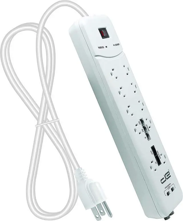 Alt view image 2 of 5 - Digital Energy 10-Outlet Straight Plug 4050 Joules Heavy Duty Surge Protector (8 FT, WHT)