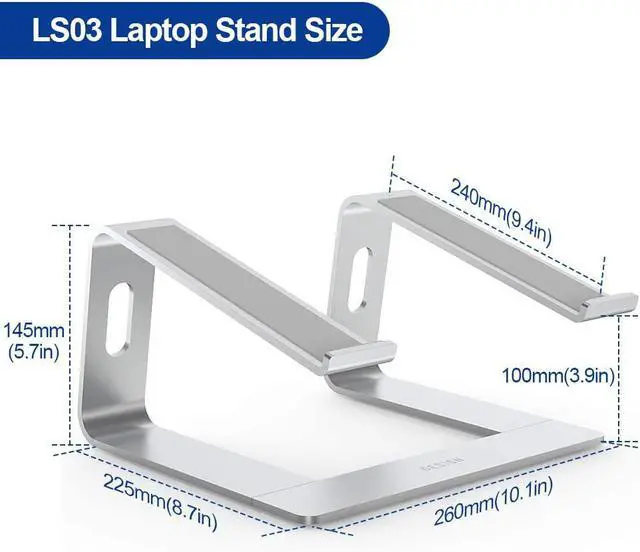 Alt view image 4 of 6 - BESIGN LS03 Aluminum Laptop Stand Ergonomic Detachable Computer Stand Riser Holder Notebook Stand Compatible with Air Pro Dell HP Lenovo More 10-15.6 Laptops Silver