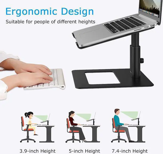 Alt view image 4 of 7 - Laptop Stand Ergonomic Aluminum Height Adjustable Computer Stand Laptop Holder for Desk Compatible with MacBook Pro/Air Dell Lenovo HP Samsung More Laptops 11-17 (Black)