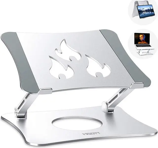 Main image of Laptop Stand, Ergonomic Adjustable Laptop Stand, 2 in 1 Computer Stand Tablet Stand, Stand for Laptop Compatible with 10-15.6" Laptops and Tablets(Aluminum, Silver)