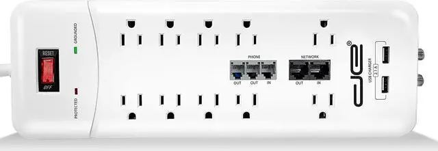 Main image of Digital Energy 10-Outlet Straight Plug 4050 Joules Heavy Duty Surge Protector (8 FT, WHT)