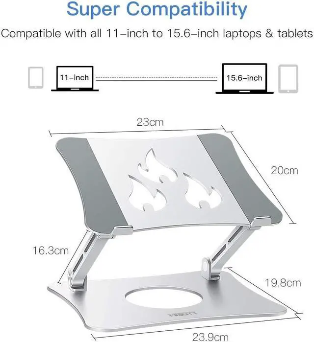 Alt view image 2 of 7 - Laptop Stand, Ergonomic Adjustable Laptop Stand, 2 in 1 Computer Stand Tablet Stand, Stand for Laptop Compatible with 10-15.6" Laptops and Tablets(Aluminum, Silver)