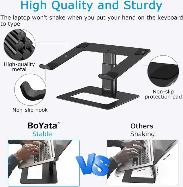 Alt view image 3 of 7 - Laptop Stand Ergonomic Aluminum Height Adjustable Computer Stand Laptop Holder for Desk Compatible with MacBook Pro/Air Dell Lenovo HP Samsung More Laptops 11-17 (Black)