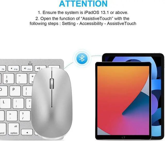 Alt view image 2 of 7 - SPARIN Wireless Bluetooth Keyboard and Mouse for iPad (A16) 11th 10th Gen