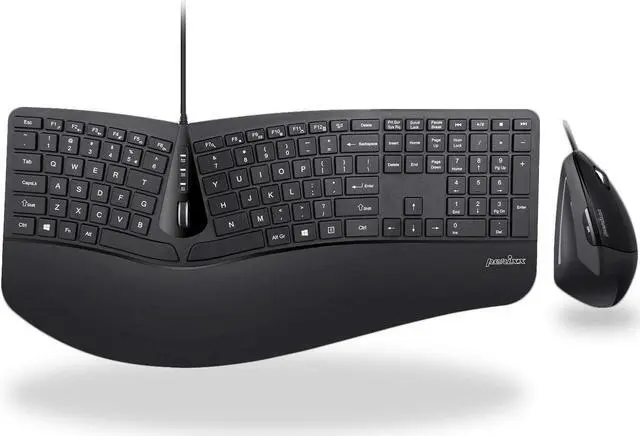 Main image of Perixx Periduo-505, Wired USB Ergonomic Split Keyboard and Vertical Mouse Combo with Adjustable Palm Rest and Short Tactical Membrane Keys, US English Layout