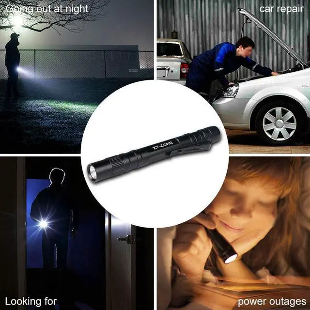 Alt view image 7 of 7 - 5PCS Led Pen Flashlight 1000 Lumens Lamp Clip Mini Black 507 Pocket Penlight Flashlight Torch Powered by 2 AAA Battery(Battery Not Included)