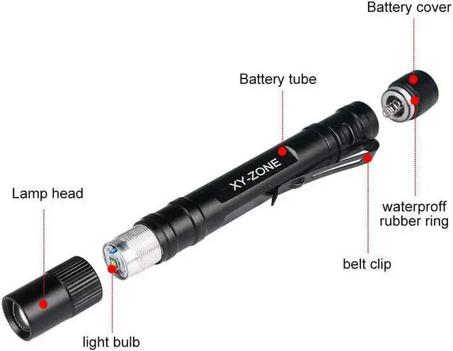 Alt view image 3 of 7 - 5PCS Led Pen Flashlight 1000 Lumens Lamp Clip Mini Black 507 Pocket Penlight Flashlight Torch Powered by 2 AAA Battery(Battery Not Included)
