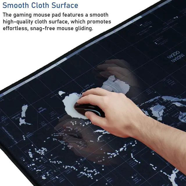 Alt view image 5 of 7 - Gaming Mouse Pad Large Mouse Pad Extended Mouse Pad Desk Mouse Pad Non-Slip Spill-Resistant Mousepad with Special-Textured Surface Anti-Fray Stitched Edges for Esports Pros Gamer Office - Map