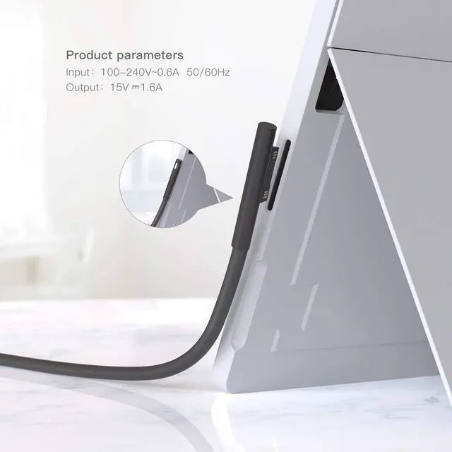 Alt view image 3 of 7 - 24W 15V 1.6A Surface Charger - Compatible with Surface Go 1/2/3, Pro 4/5/6, Laptop - 5.9ft Folding Power Cable
