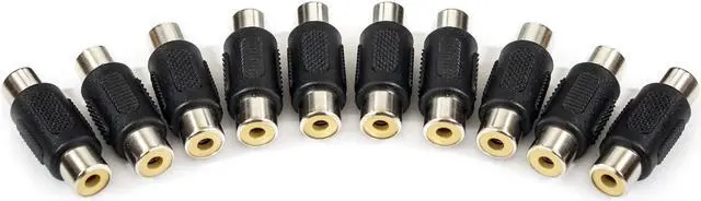 Alt view image 4 of 4 - Cmple – RCA Coupler Audio Video Adapter RCA Female to RCA Female Adapter 1-RCA Component Connector - (10 Pack)