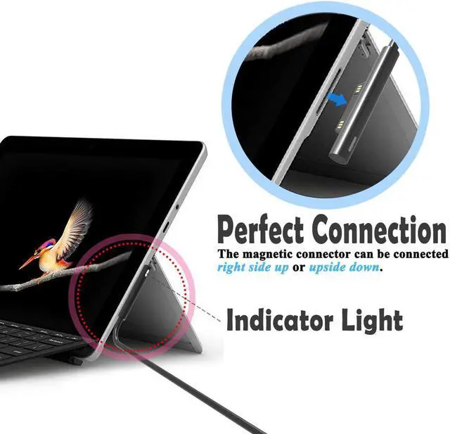 Alt view image 5 of 6 - Charger Compatible for Surface Go/Go 2/Go 3 Surface Pro 4 Core m3 Surface Pro 3 Core m3 Surface Pro 2017 Core m3 Tablet Surface Laptop Core m3 Power Supply Adapter 24W 15V 1.6A with Travel Bag