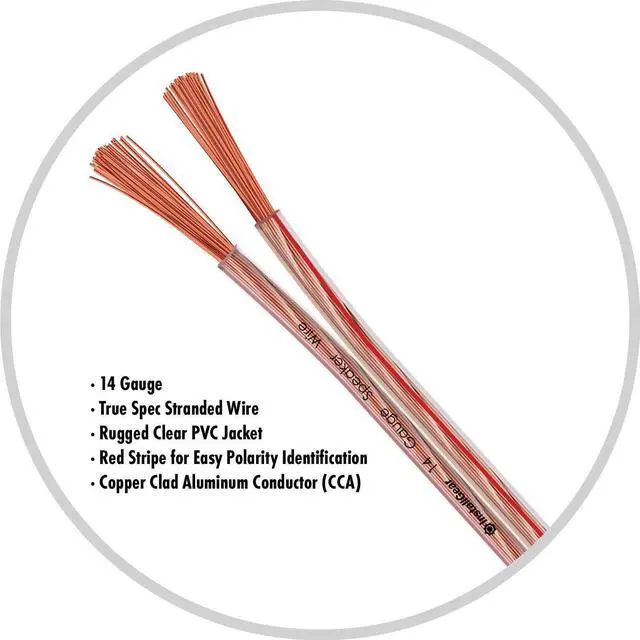 Alt view image 3 of 5 - InstallGear 14 Gauge AWG 30ft Speaker Wire Cable - Clear