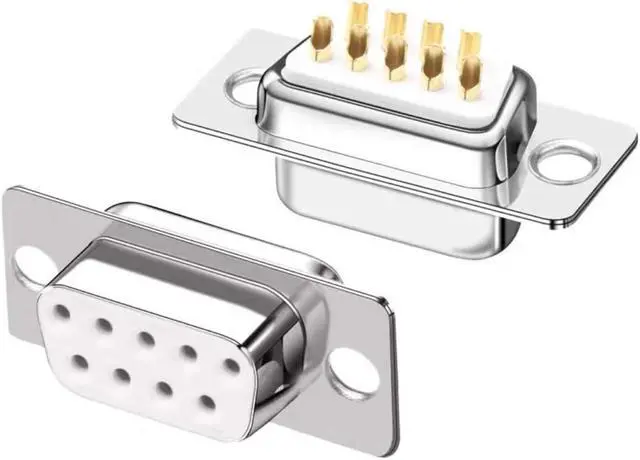 Alt view image 2 of 7 - Jienk 10PCS DB9 RS232 D-SUB Serial Solder Cup Connectors Gold Plated Joints RS232 Serial Port 9 Pin D Sub Couplers(Male x 5 Female x 5)