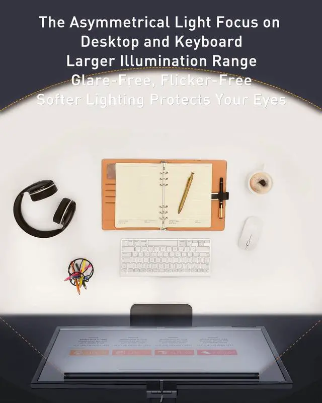 Alt view image 5 of 5 - Baseus Monitor Light Bar Monitor Lights with Touch Sensor USB Powered LED Computer Light 3 Switchable Light Modes Dimmable Monitor Lamp Computer Monitor Light for Desk/Office/Home Black