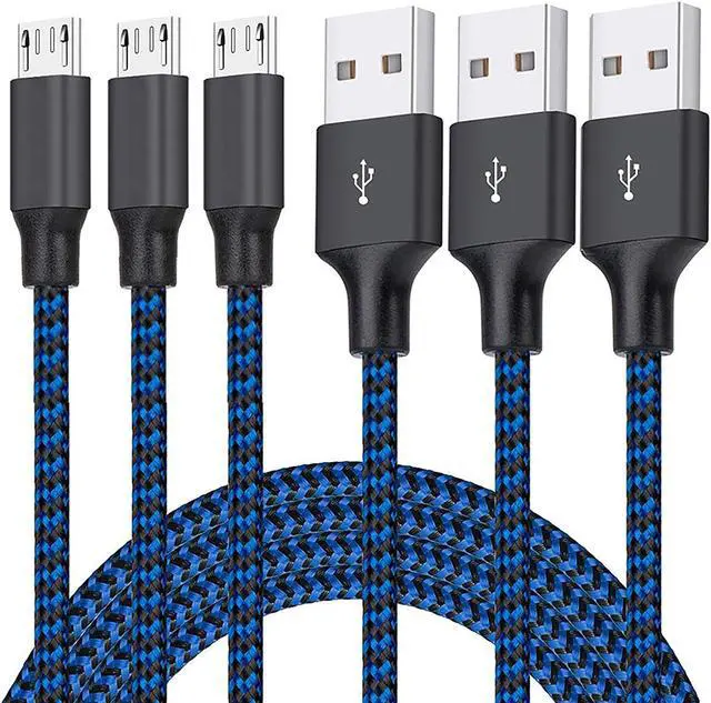 Main image of Micro USB Cable, 3Pack 6FT Android Charger Cord Long Braided Sync Fast Charging Cables Compatible with Samsung Galaxy S6 S7 Edge, Android Phone -Blue