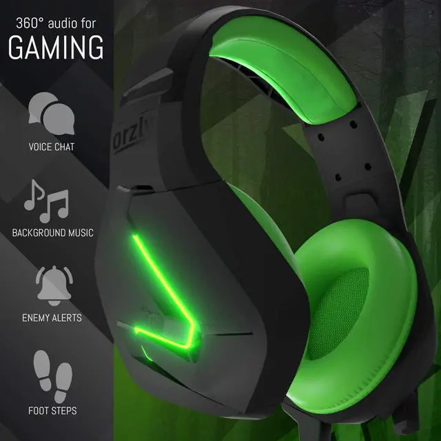 Alt view image 2 of 7 - Orzly Gaming Headset (Green) for PC and Gaming Consoles PS5, PS4, Xbox Series X | S, Xbox ONE, Nintendo Switch & Google Stadia Stereo Sound with Noise Cancelling mic - Hornet RXH-20 Sagano Edition