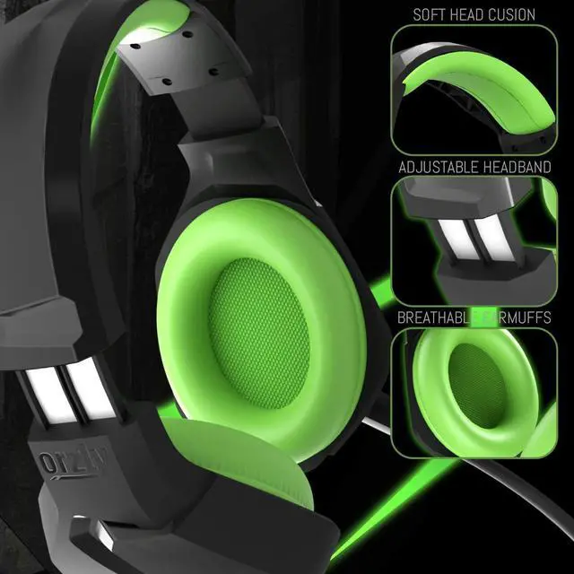 Alt view image 4 of 7 - Orzly Gaming Headset (Green) for PC and Gaming Consoles PS5, PS4, Xbox Series X | S, Xbox ONE, Nintendo Switch & Google Stadia Stereo Sound with Noise Cancelling mic - Hornet RXH-20 Sagano Edition