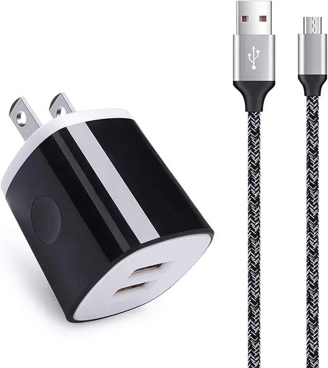 Main image of Charger Block Cube with Micro USB Cable Fast Charging Cord Compatible for Samsung Galaxy S7/S6/Edge/Active S5 S4 Note 5/4,J7 J3 J2 A7 A10S A10 A6,Moto E6 E5 G5 G4 Z2 G6 Play,LG K50 K40 K30 K20 V10 Q60