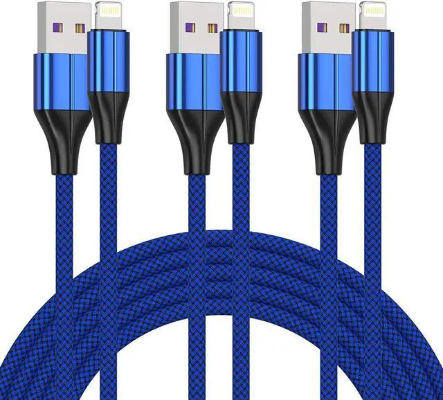 Main image of iPhone Charger Cable [MFi Certified] (3 Pack 10 Foot) Nylon Braided Lightning Cable iPhone Charging Cord USB Cable Compatible with iPhone 11/Pro/X/Xs Max/XR/8 Plus /7 Plus/6/ iPad Blue