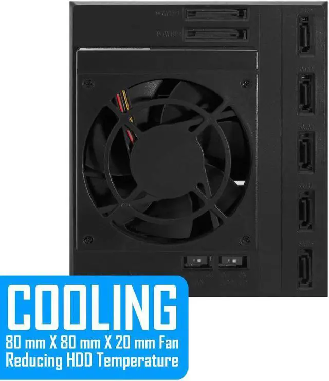 Alt view image 4 of 7 - Kingwin Hard Drive Enclosure for Computer PC Case Internal 5 Bay Hot Swap for 3.5 HDD SSD, SATA Backplane Aluminum Trayless Mobile Rack, Support SATA I/II/III & SAS I/II 6 Gbps Performance