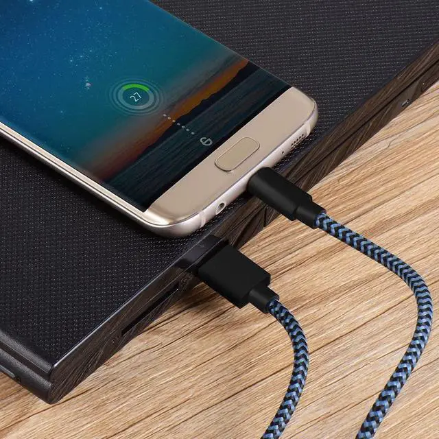 Alt view image 7 of 7 - Micro USB Cable 3ft 3Pack 3FT Nylon Braided High Speed Micro USB Charging and Sync Cables Android Charger Cord Compatible  Galaxy S7 Edge/S6/S5/S4 Note 5/4/3 LG Tablet and More(Blue)