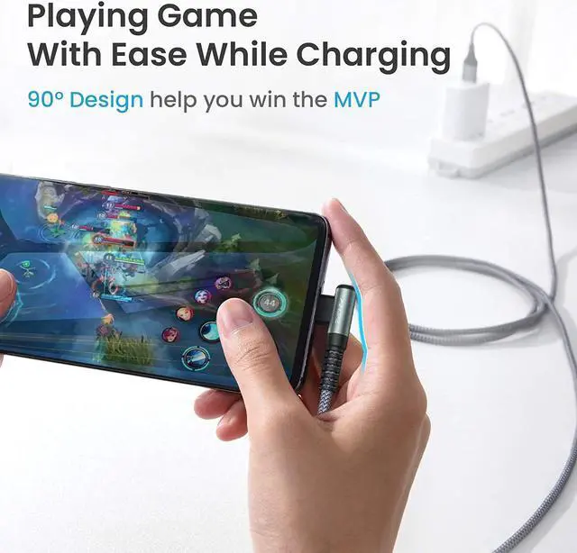 Alt view image 4 of 7 - 2-Pack USB C Cable 3.1A Fast Charge AINOPE [6.6ft+6.6ft] USB Type C Cable Right Angle Durable Nylon Braided USB A to USB C Cord Compatible Galaxy S20 Note 9 8 S9 S8 Plus S10 V30V20G6