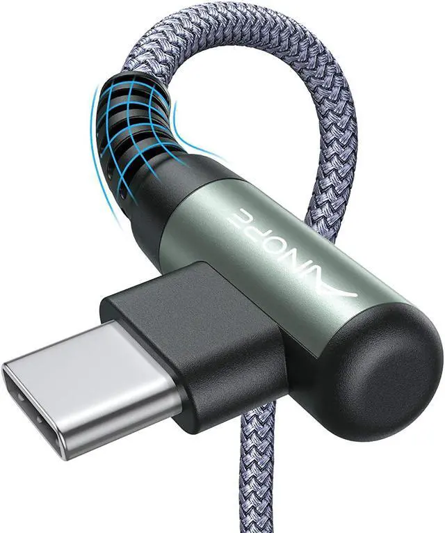Main image of 2-Pack USB C Cable 3.1A Fast Charge AINOPE [6.6ft+6.6ft] USB Type C Cable Right Angle Durable Nylon Braided USB A to USB C Cord Compatible Galaxy S20 Note 9 8 S9 S8 Plus S10 V30V20G6