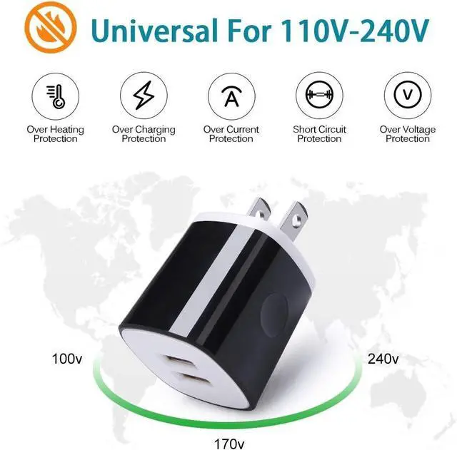 Alt view image 3 of 7 - Charger Block Cube with Micro USB Cable Fast Charging Cord Compatible for Samsung Galaxy S7/S6/Edge/Active S5 S4 Note 5/4,J7 J3 J2 A7 A10S A10 A6,Moto E6 E5 G5 G4 Z2 G6 Play,LG K50 K40 K30 K20 V10 Q60