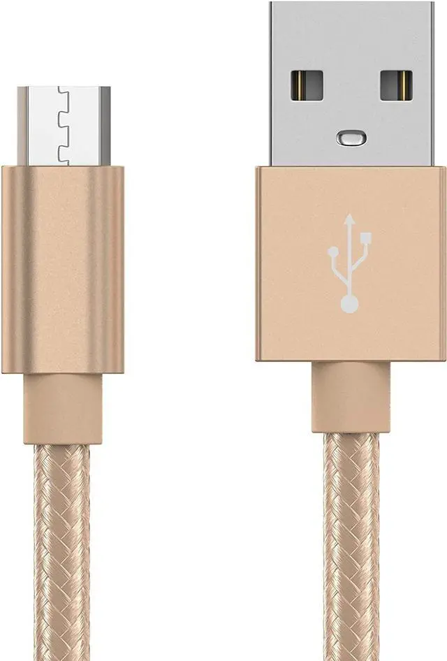 Alt view image 2 of 7 - TalkWorks Micro USB Cable 6ft Long Android Cell Phone Charger Braided Heavy Duty Fast Charging Cord for Samsung Galaxy S6 / S7 Tablet Bluetooth Speaker Wireless Earbuds Headphones - Gold (04807)