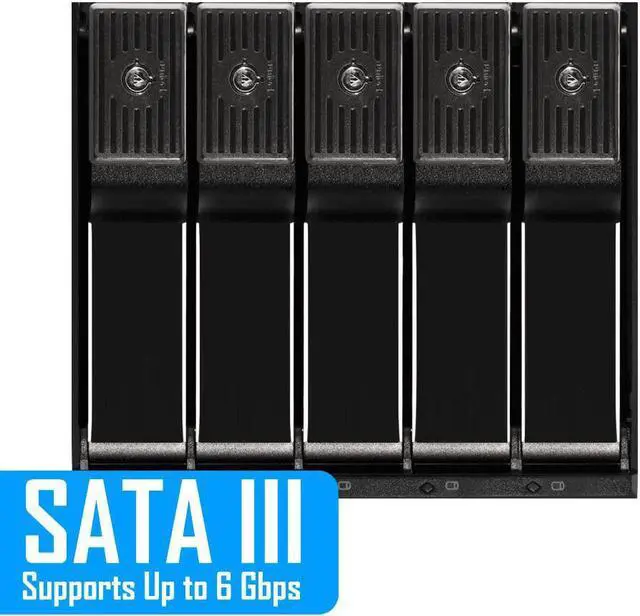 Alt view image 3 of 7 - Kingwin Hard Drive Enclosure for Computer PC Case Internal 5 Bay Hot Swap for 3.5 HDD SSD, SATA Backplane Aluminum Trayless Mobile Rack, Support SATA I/II/III & SAS I/II 6 Gbps Performance